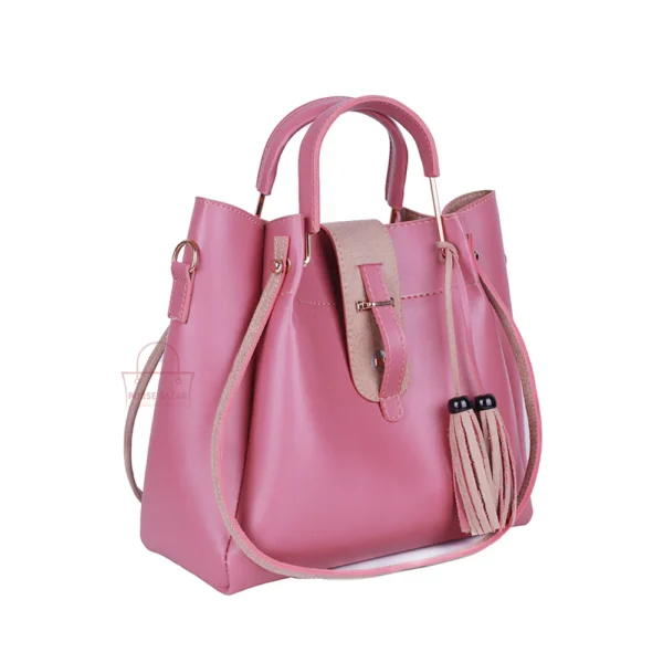 Fancy 3 Pcs Pink Handbag - Image 4